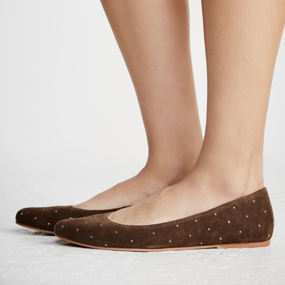NWOT Free People Nebula Studded Flats Brown Gold